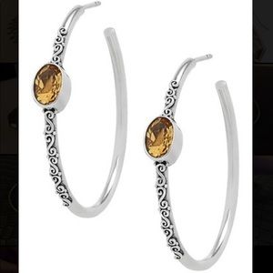 Samuel B SterlingSilver Oval Citrine Hoop Earrings